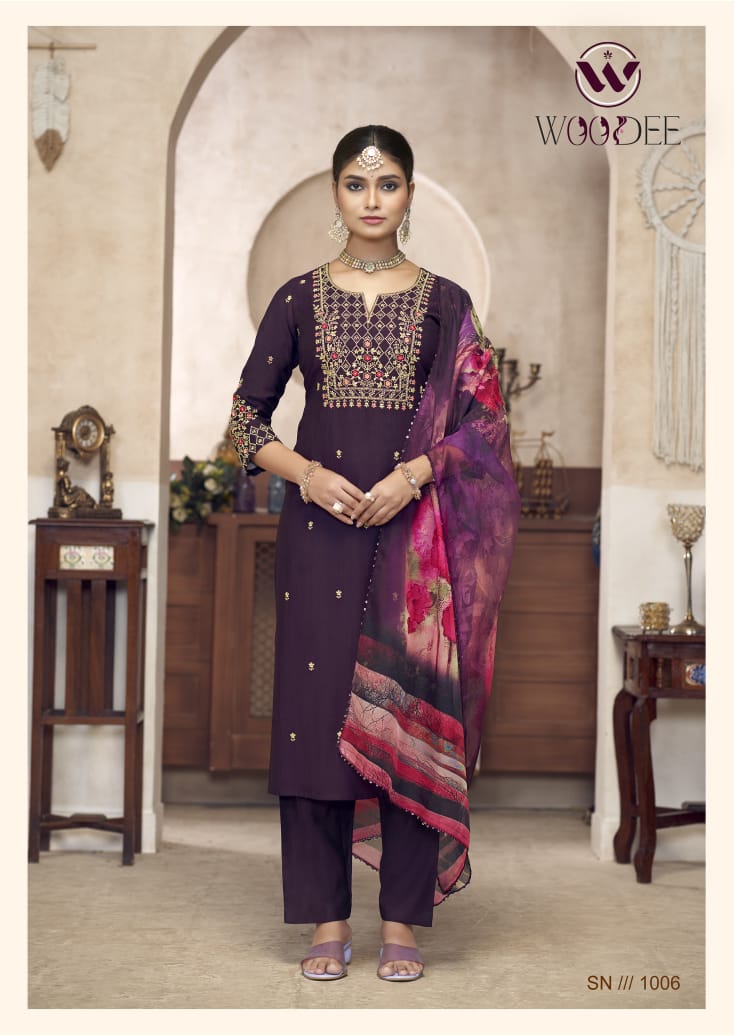 Diana By Woodee Viscose Silk Embroidery Kurti With Bottom Dupatta Wholesale Price In Surat